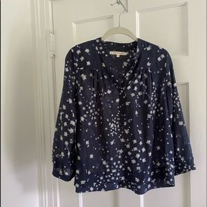 Xirena Navy Alyx Stars Popover Blouse 100% Cotton XS